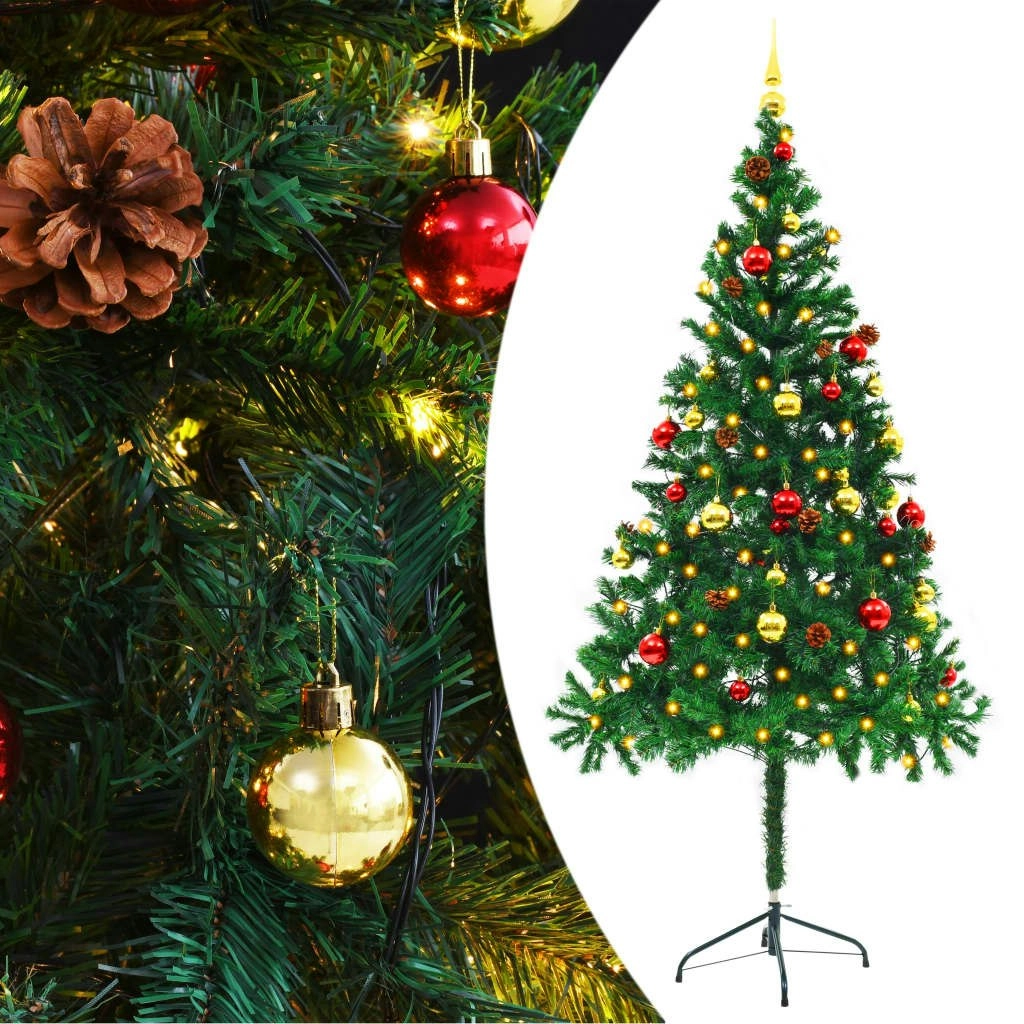 Artificial Pre-lit Christmas Tree with Baubles Green 180 cm 321500