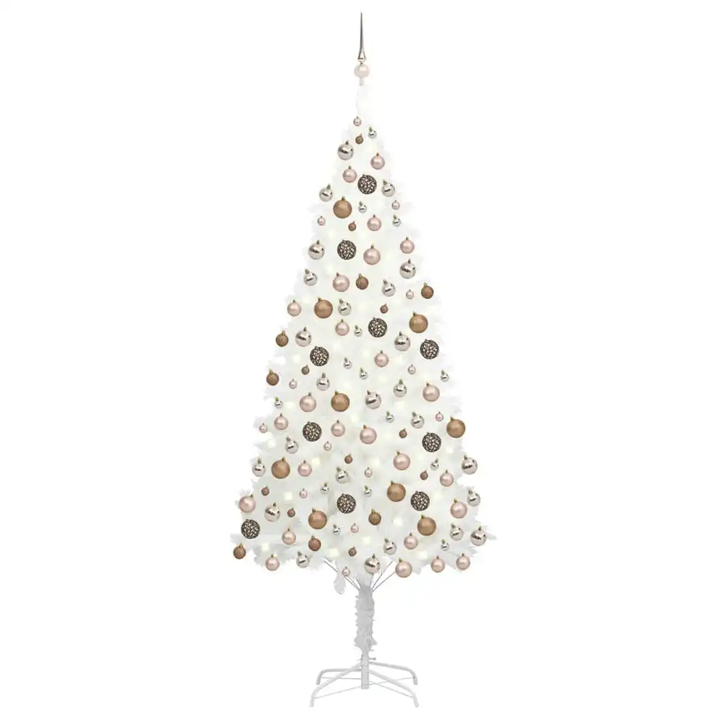 Artificial Pre-lit Christmas Tree with Ball Set White 210 cm 3077635