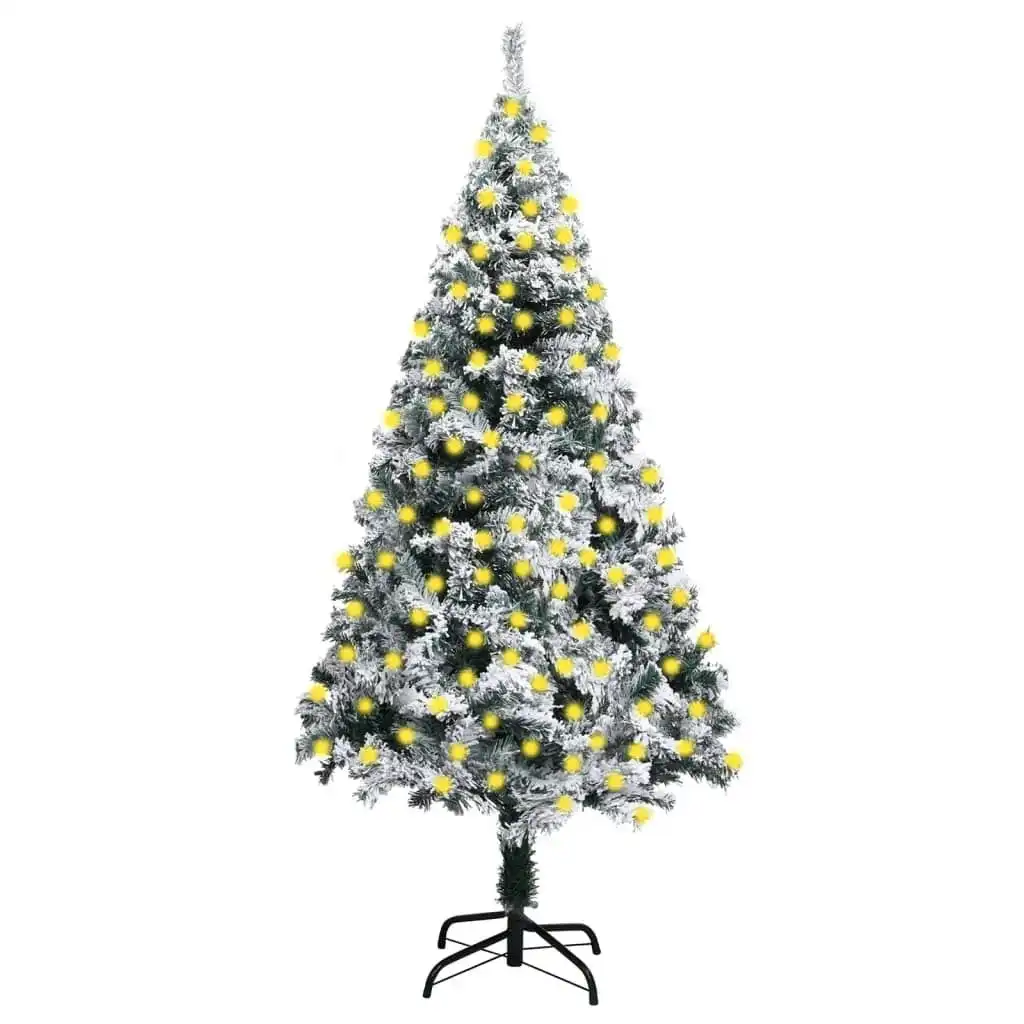 Artificial Pre-lit Christmas Tree with Flocked Snow Green 240 cm 3077769