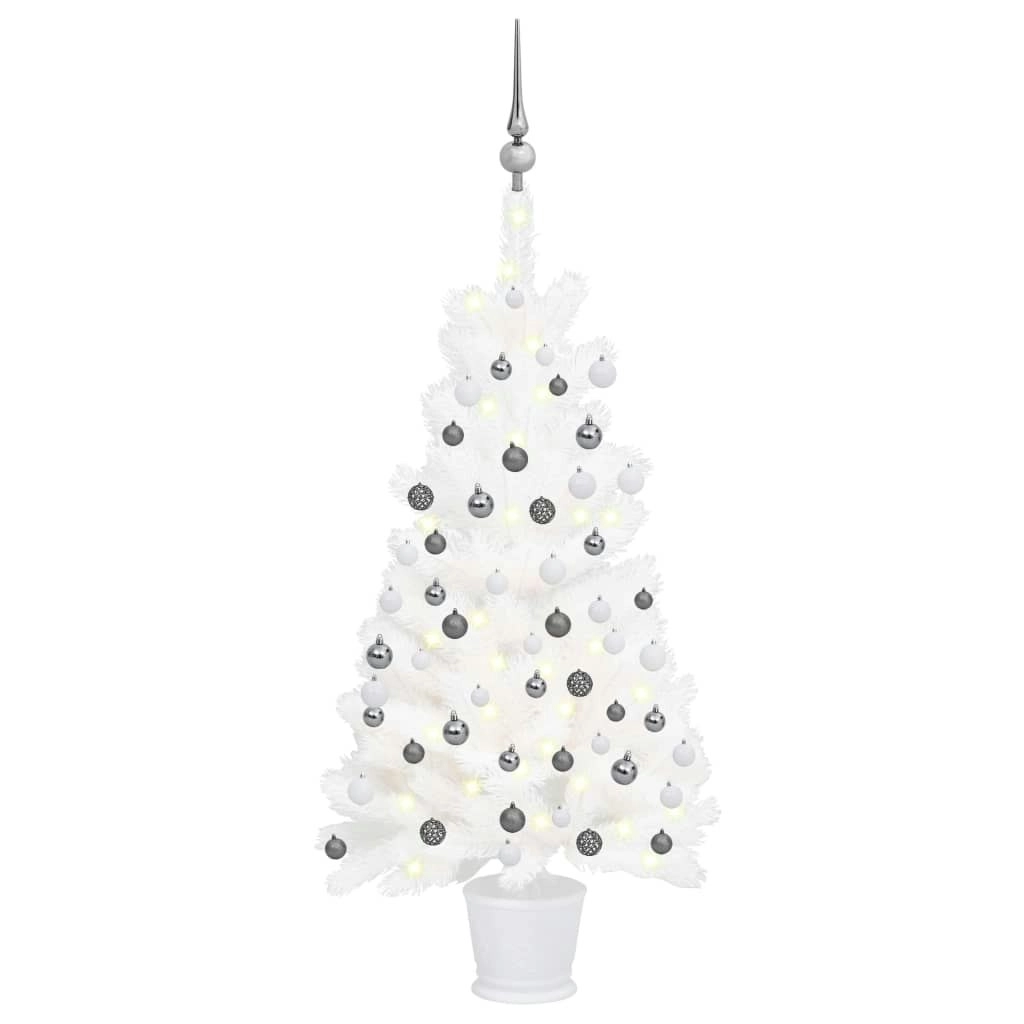 Artificial Pre-lit Christmas Tree with Ball Set White 90 cm 3077717