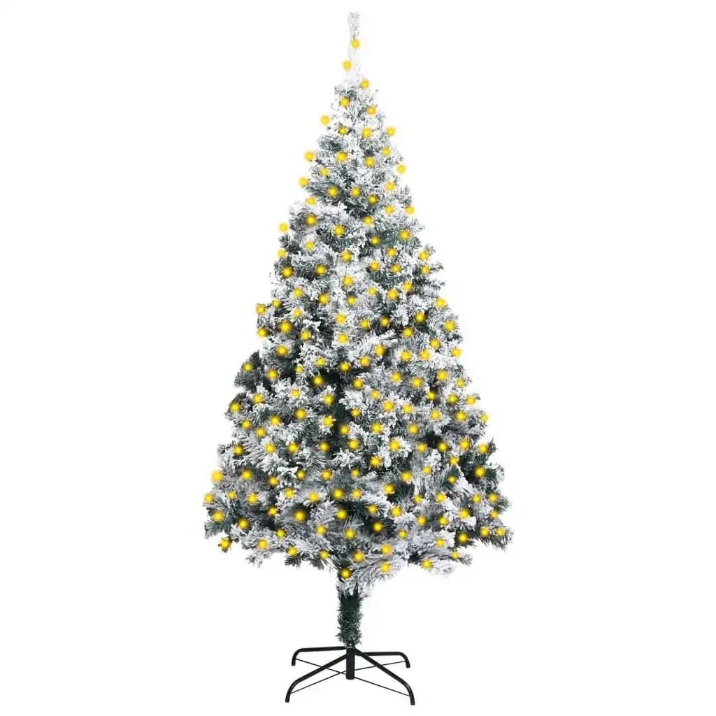 Artificial Pre-lit Christmas Tree with Flocked Snow Green 300 cm PVC 3077741