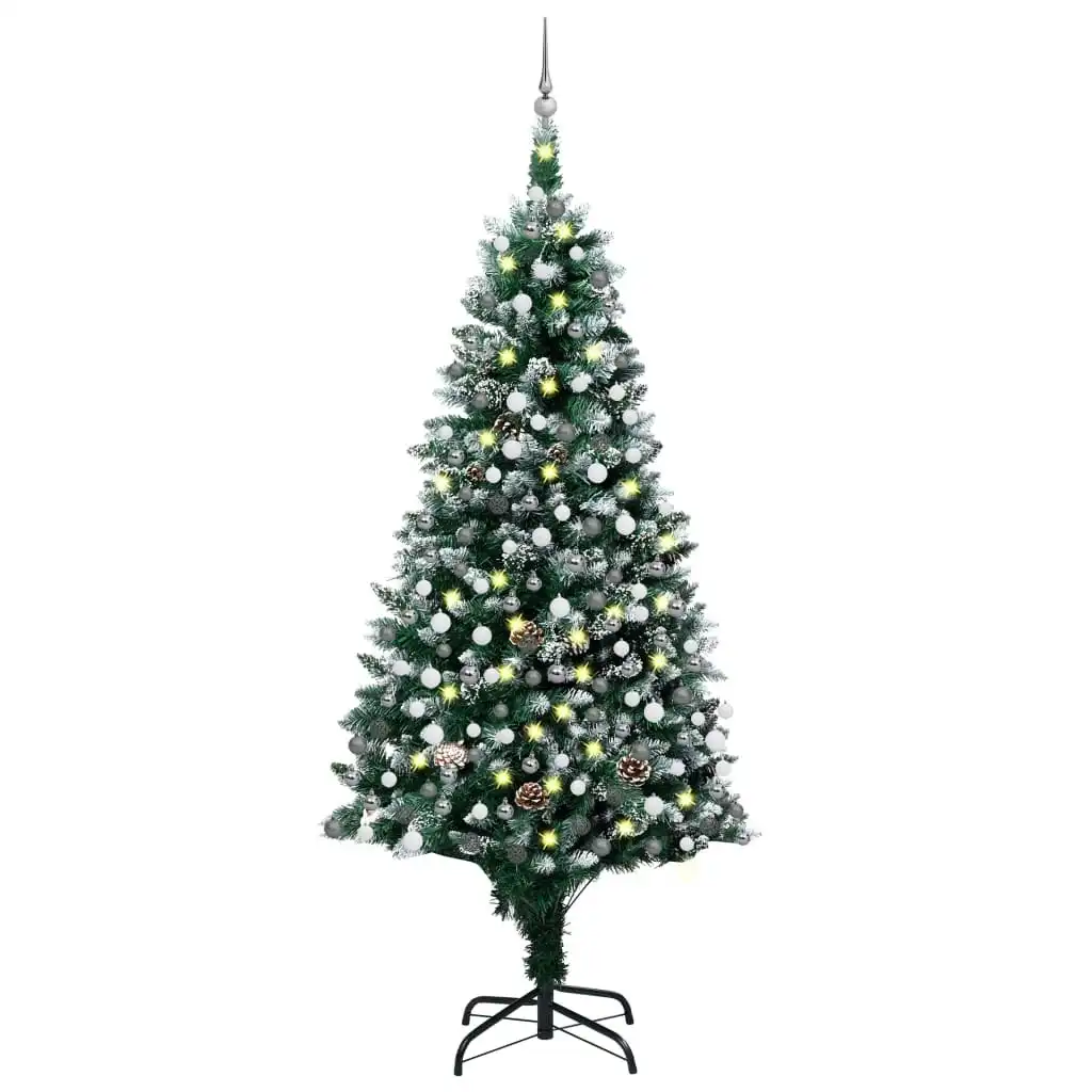 Artificial Pre-lit Christmas Tree with Ball Set&Pine Cones 210 cm 3077704