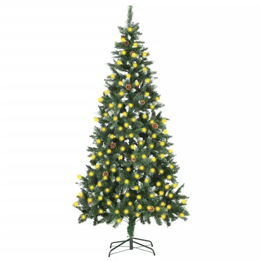 Artificial Pre-lit Christmas Tree with Pine Cones 210 cm 3077748