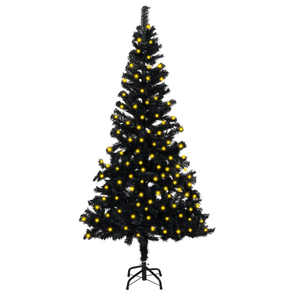 Artificial Pre-lit Christmas Tree with Stand Black 150 cm PVC 3077417