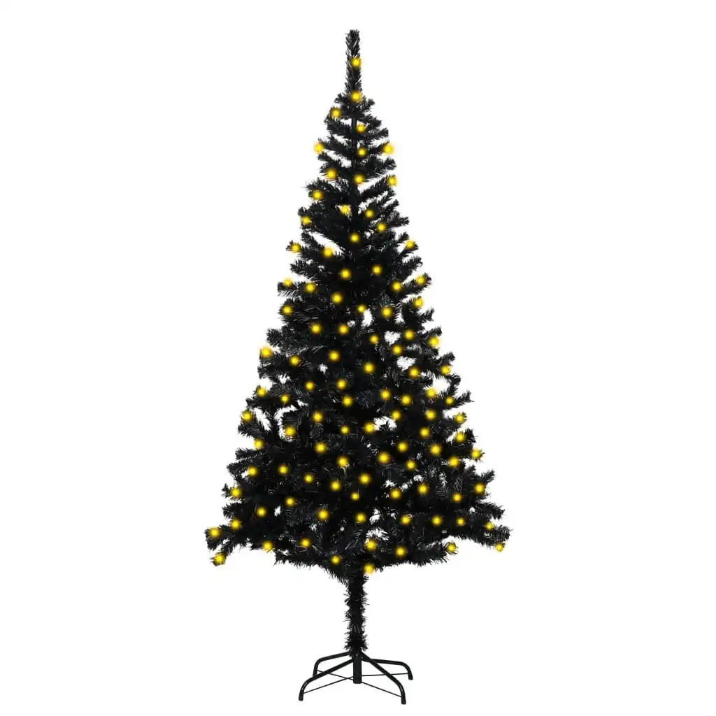 Artificial Pre-lit Christmas Tree with Stand Black 180 cm PVC 3077418