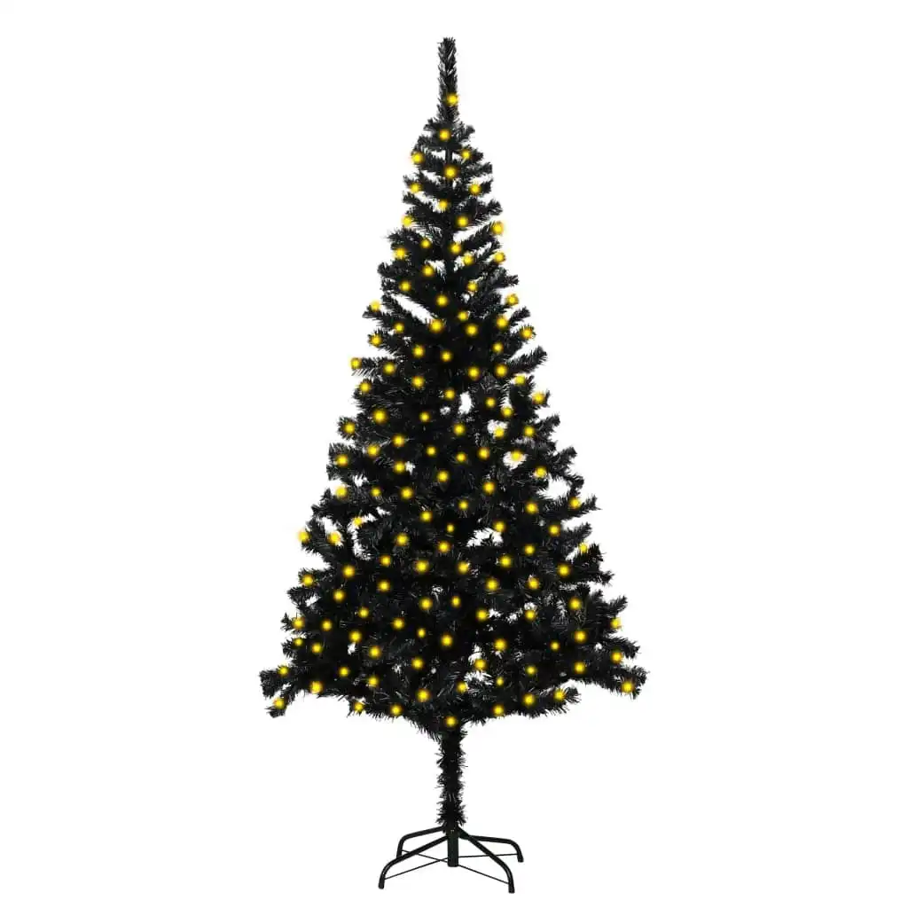 Artificial Pre-lit Christmas Tree with Stand Black 210 cm PVC 3077419