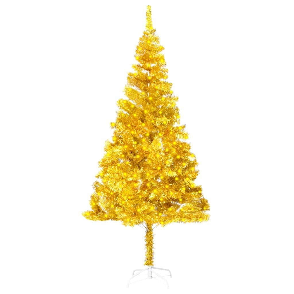 Artificial Pre-lit Christmas Tree with Stand Gold 180 cm PET 3077433