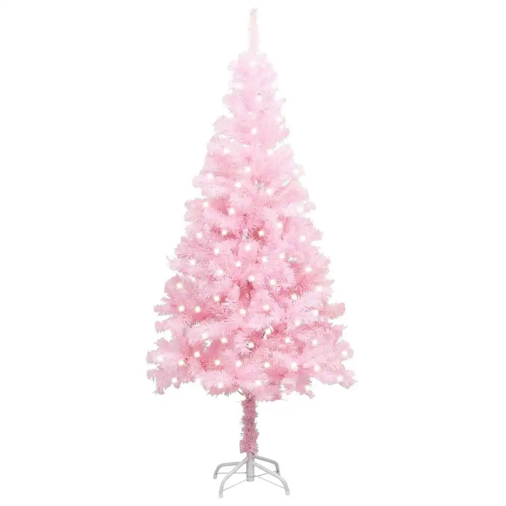 Artificial Pre-lit Christmas Tree with Stand Pink 240 cm PVC 3077415