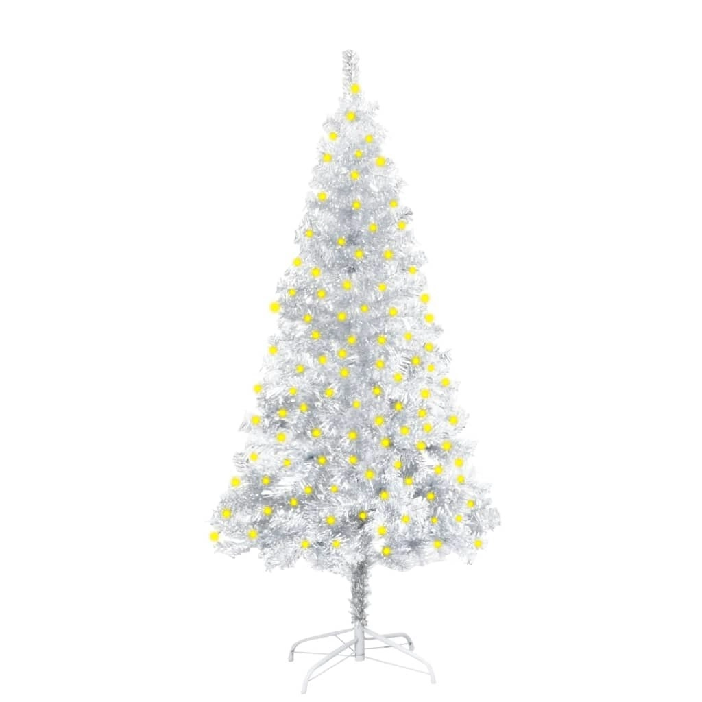 Artificial Pre-lit Christmas Tree with Stand Silver 150 cm PET 3077437