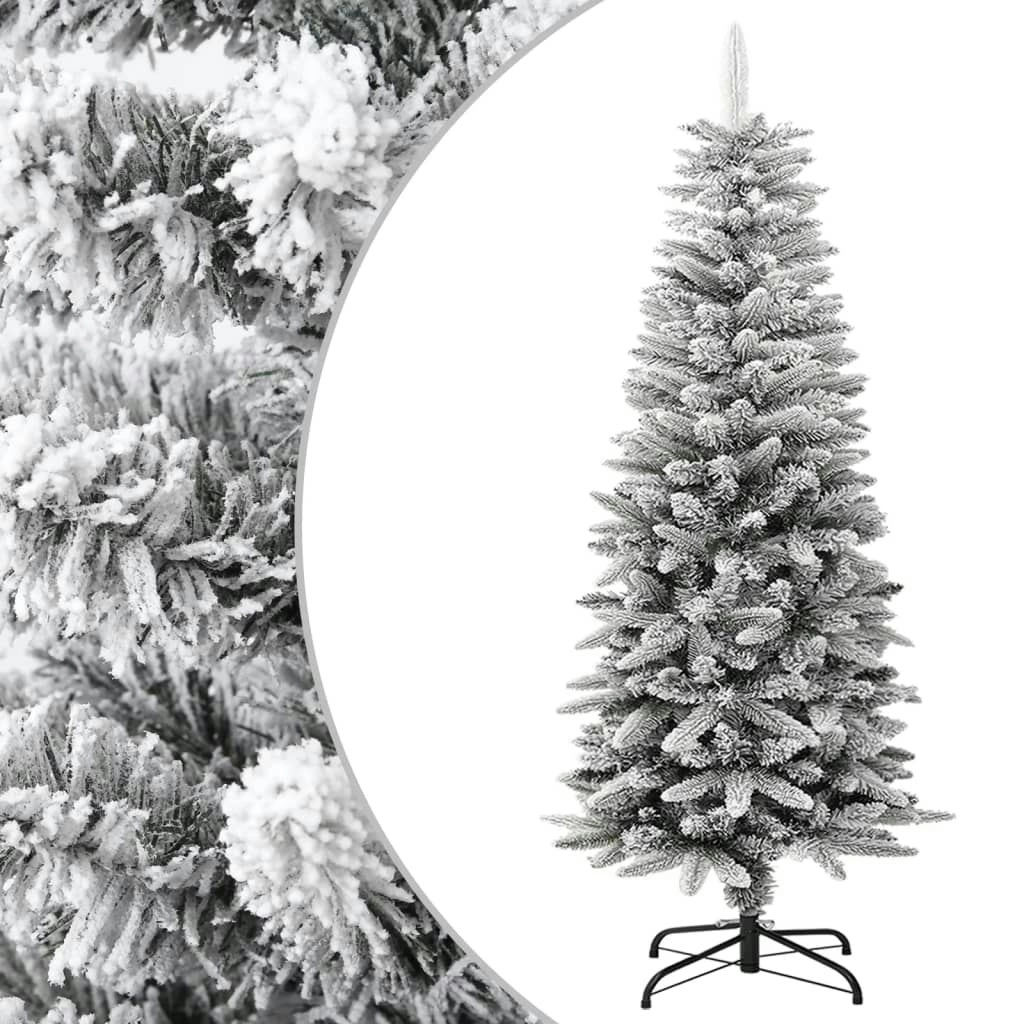 Artificial Slim Christmas Tree with Flocked Snow 120 cm PVC&PE 345193