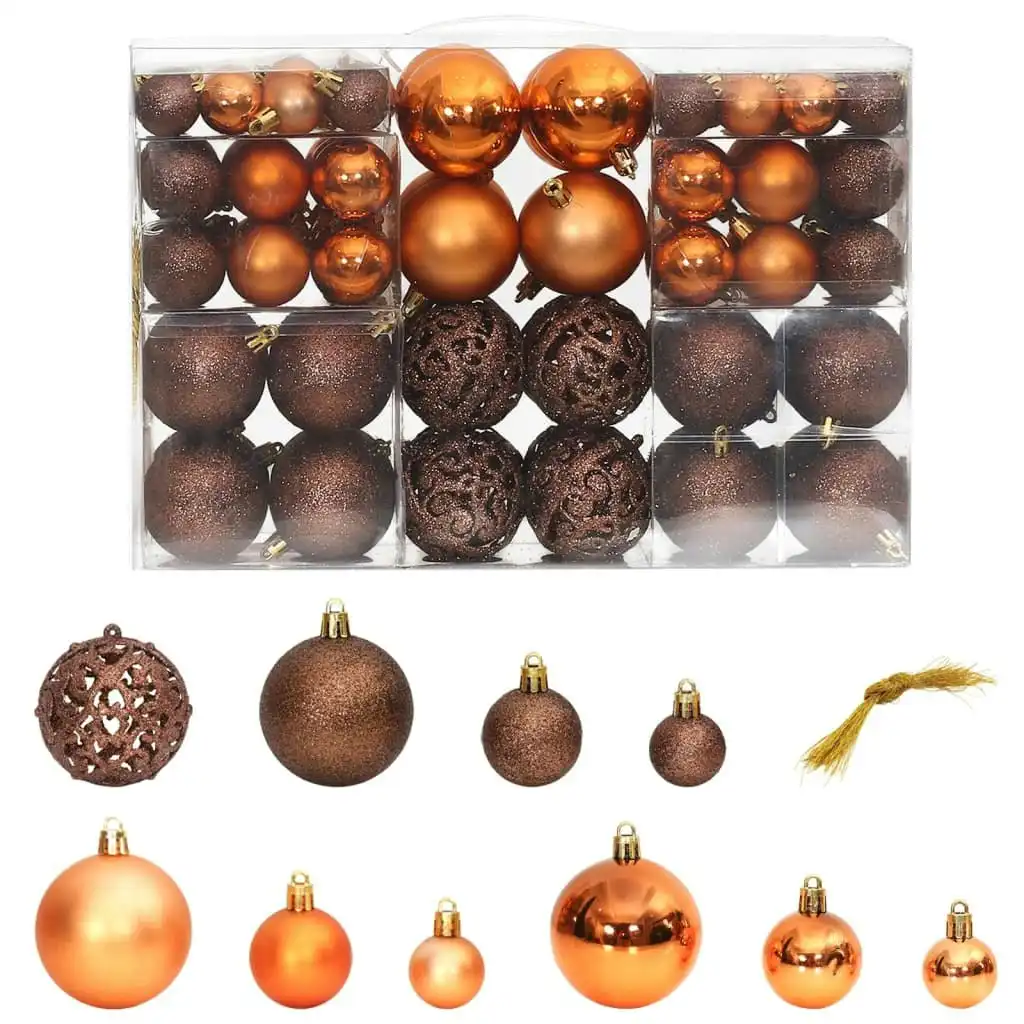 Christmas Baubles 100 pcs Brown 3 / 4 / 6 cm 356099