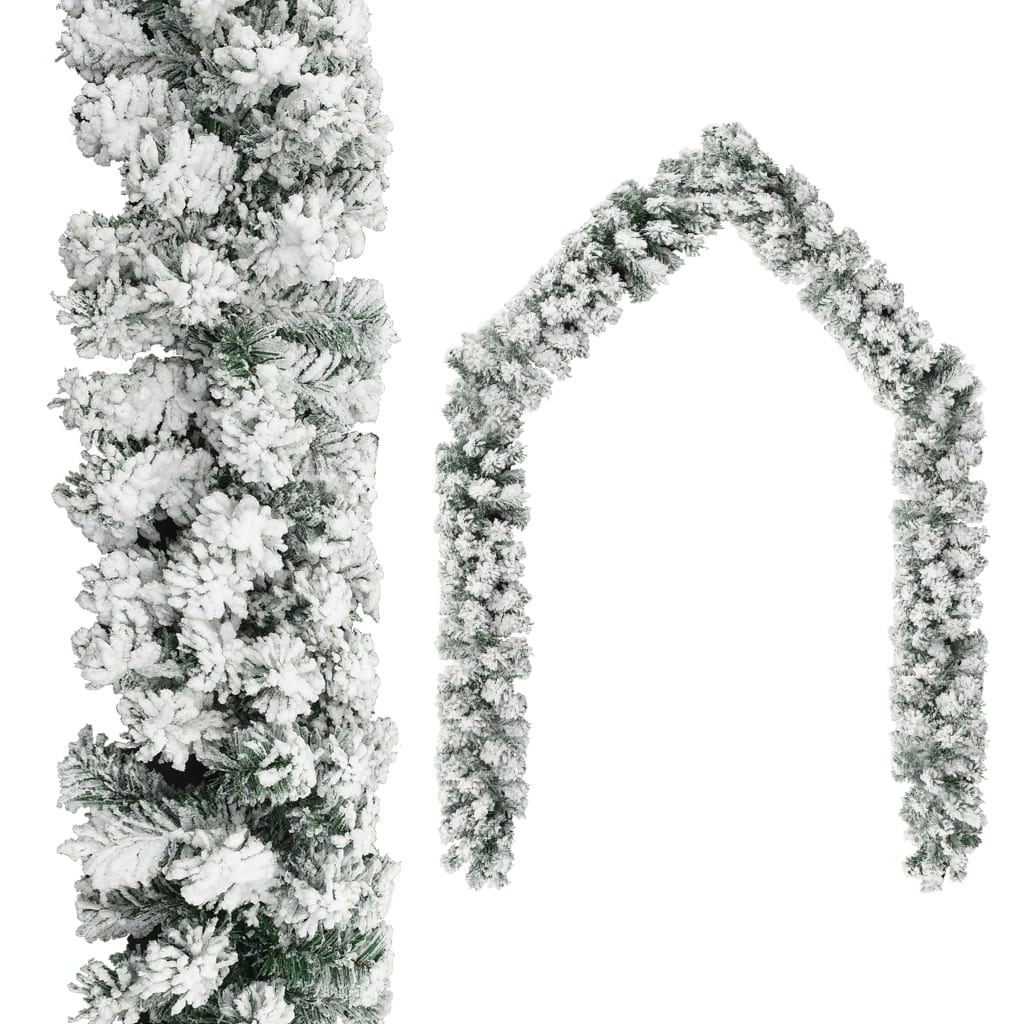 Christmas Garland with Flocked Snow Green 10 m PVC 320968