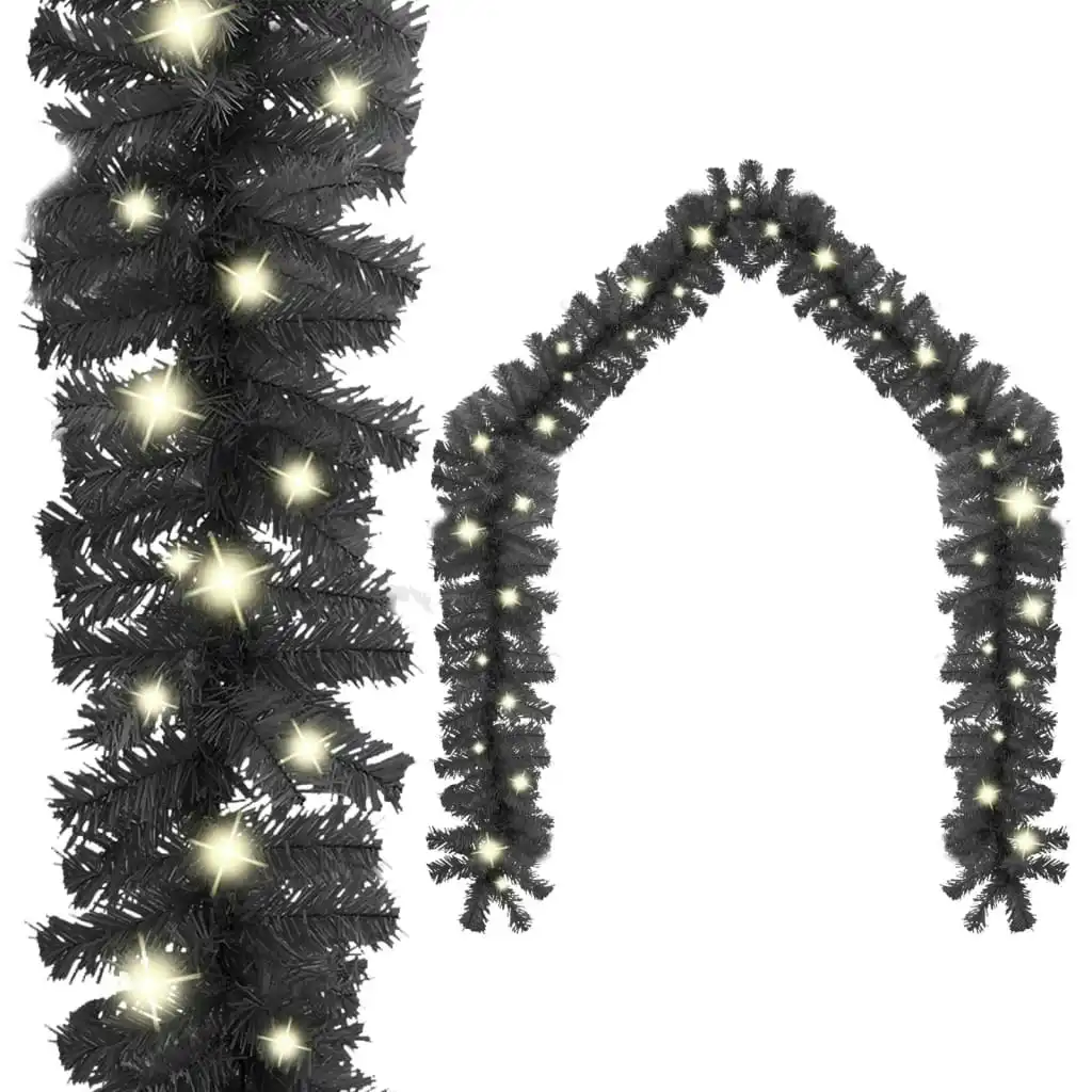 Christmas Garland with LED Lights 10 m Black 329190