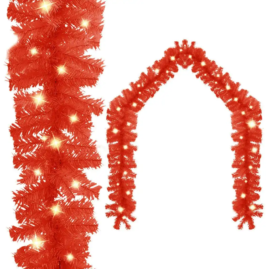 Christmas Garland with LED Lights 5 m Red 329195