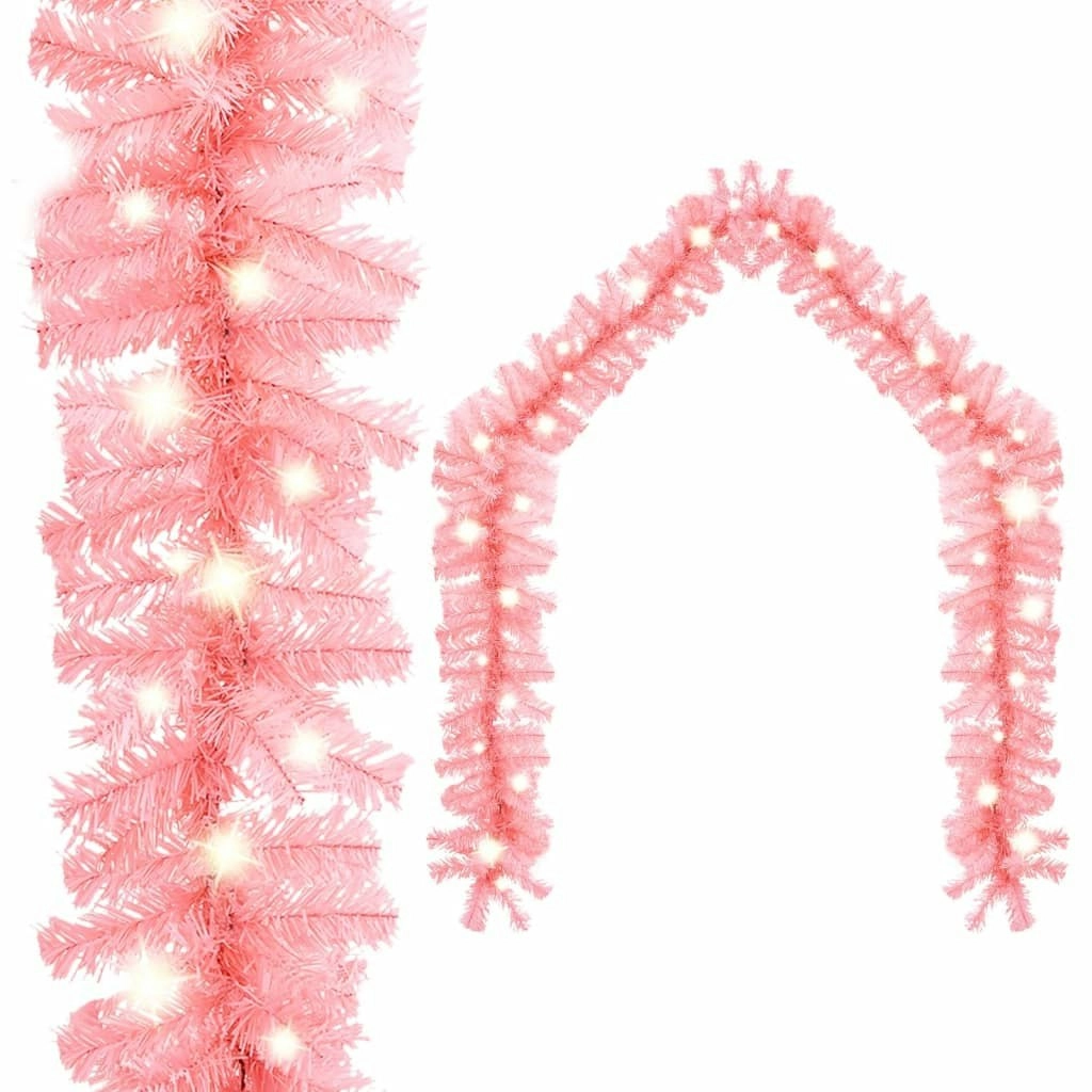 Christmas Garland with LED Lights 20 m Pink 329200