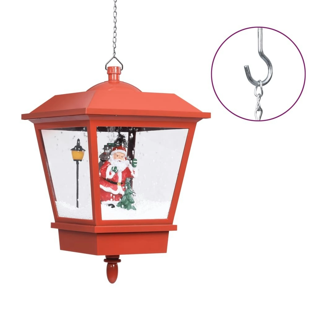 Christmas Hanging Lamp with LED Light and Santa Red 27x27x45 cm 289928