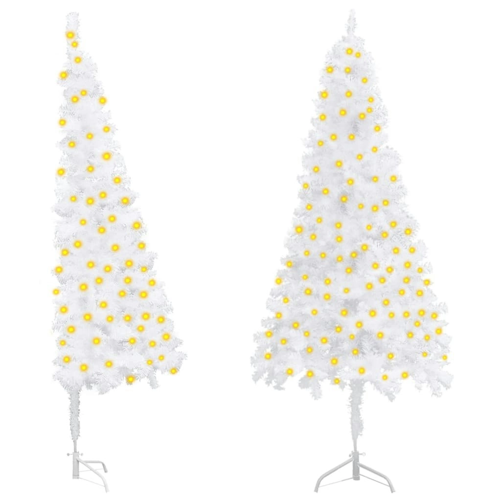 Corner Artificial Pre-lit Christmas Tree White 150 cm PVC 3077938