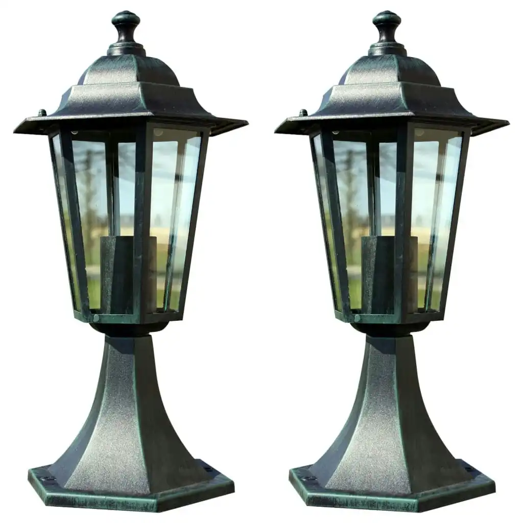 Garden Lights 2 pcs Dark Green/Black Aluminium 3057507