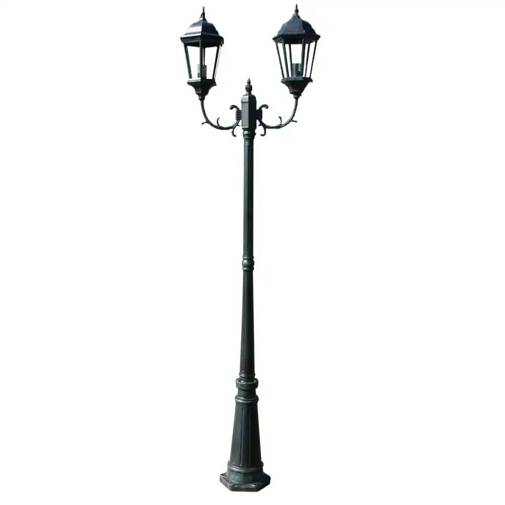 Garden Light Post 2-arms 230 cm Dark Green/Black Aluminium 40244