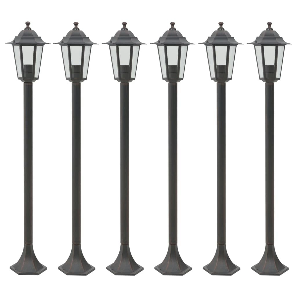 Garden Post Lights 6 pcs E27 110 cm Aluminium Bronze 44205