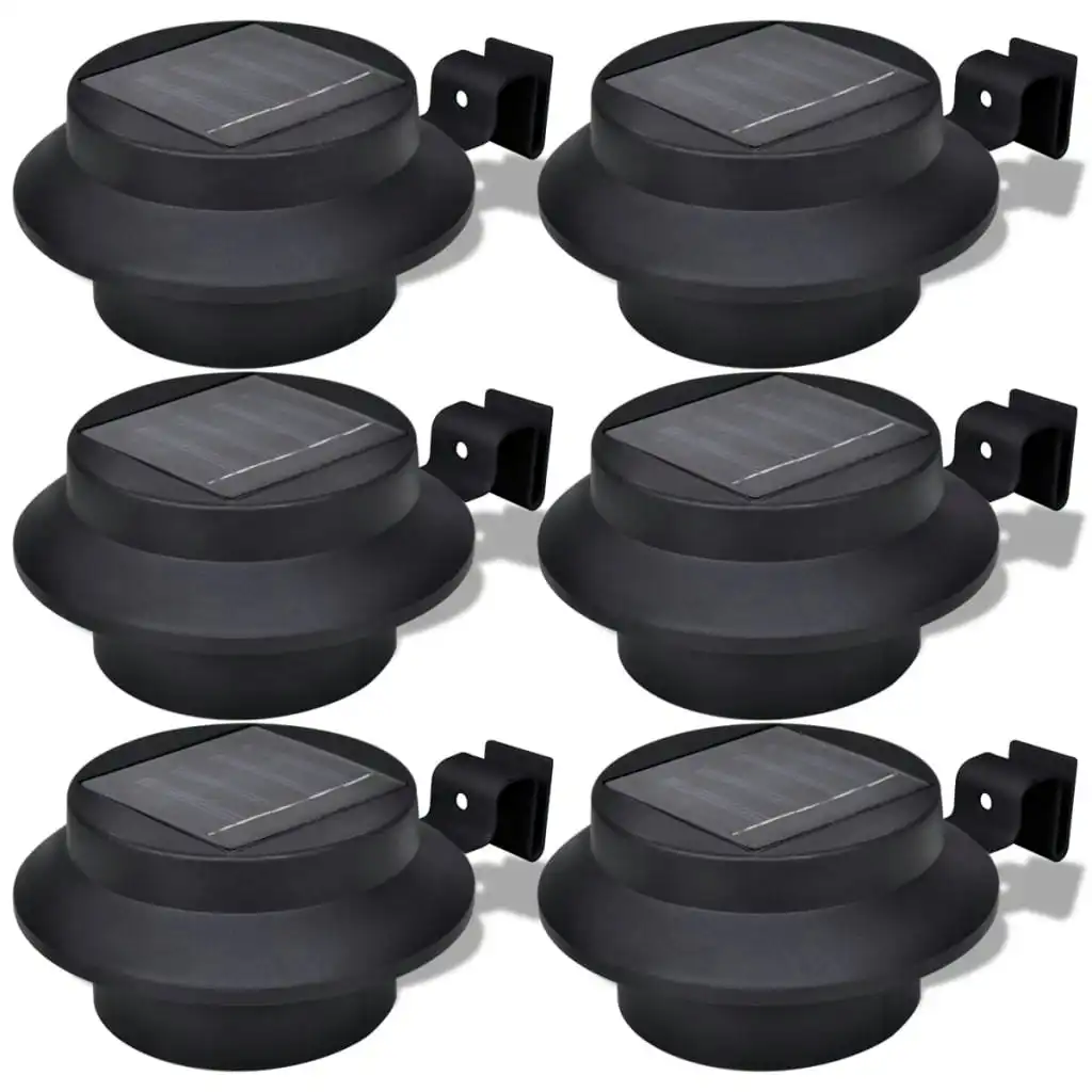 Outdoor Solar Lamp Set 6 pcs Fence Light Gutter Light Black 41180