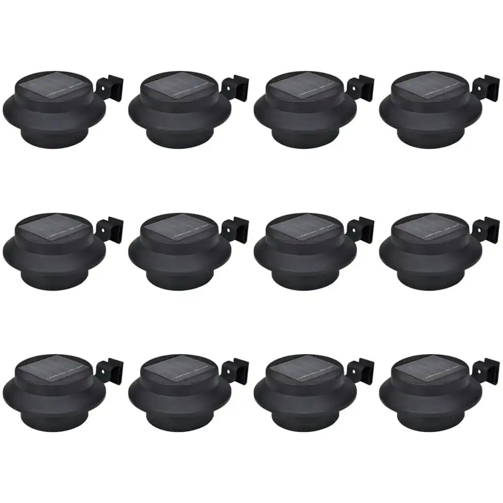 Outdoor Solar Fence Lamps 12 pcs LED Black 277122