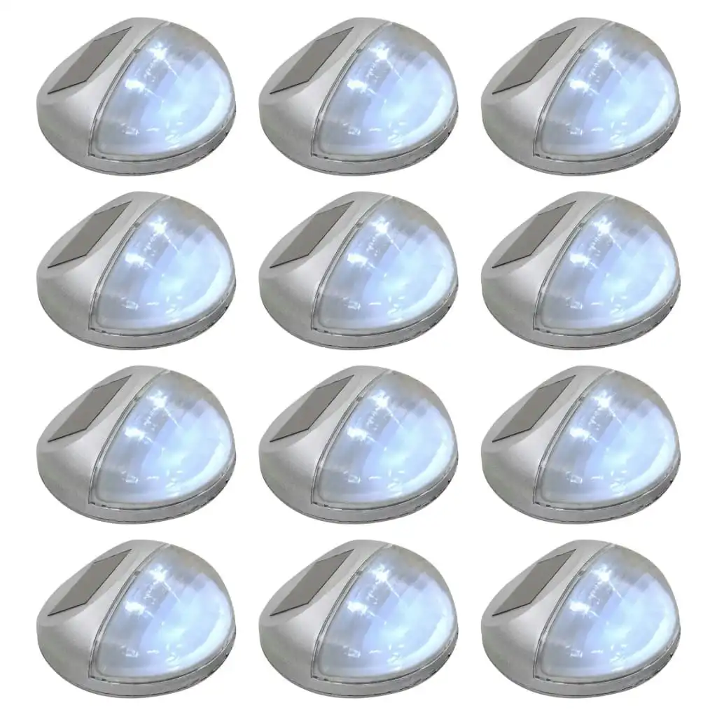 Outdoor Solar Wall Lamps LED 12 pcs Round Silver 44473