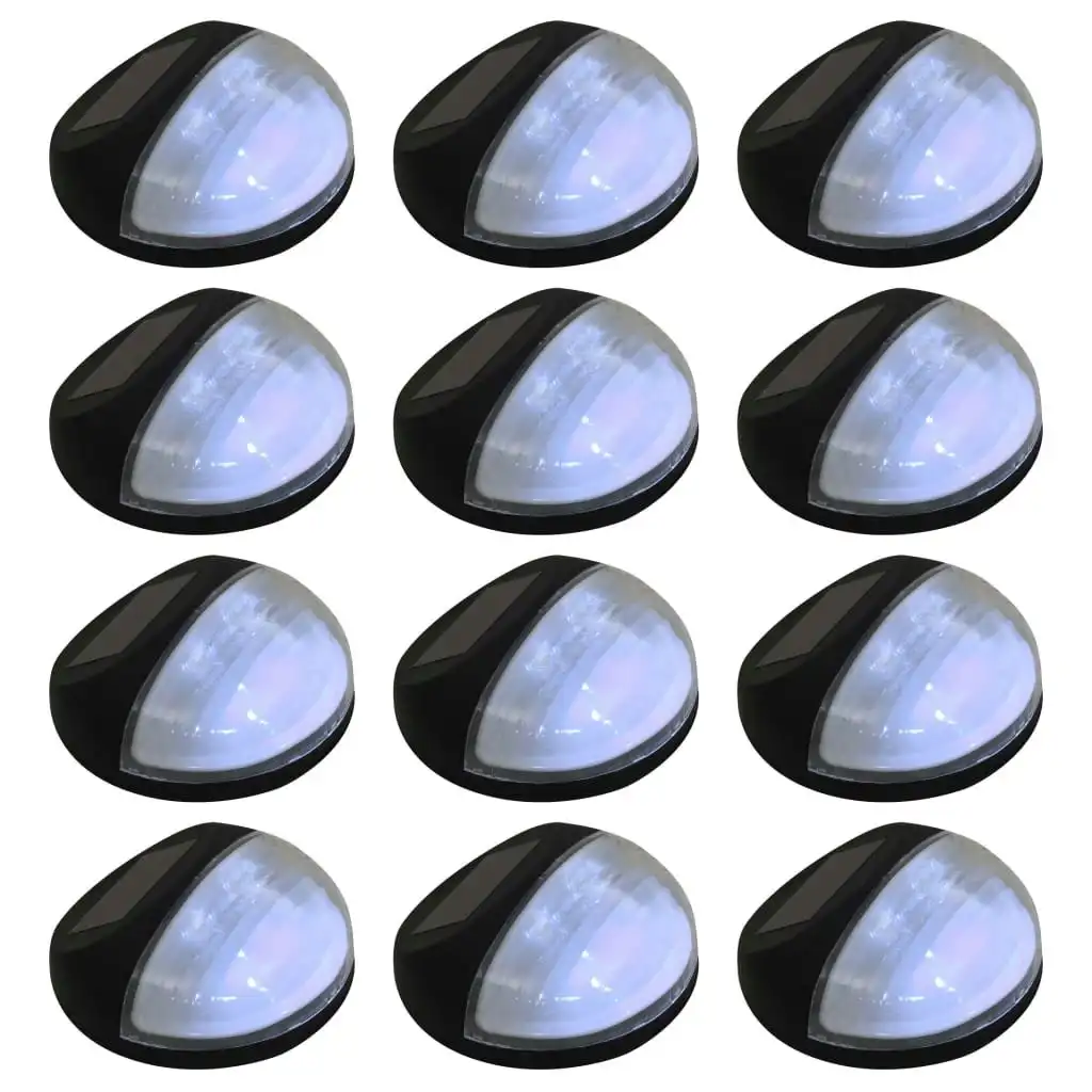 Outdoor Solar Wall Lamps LED 12 pcs Round Black 44472