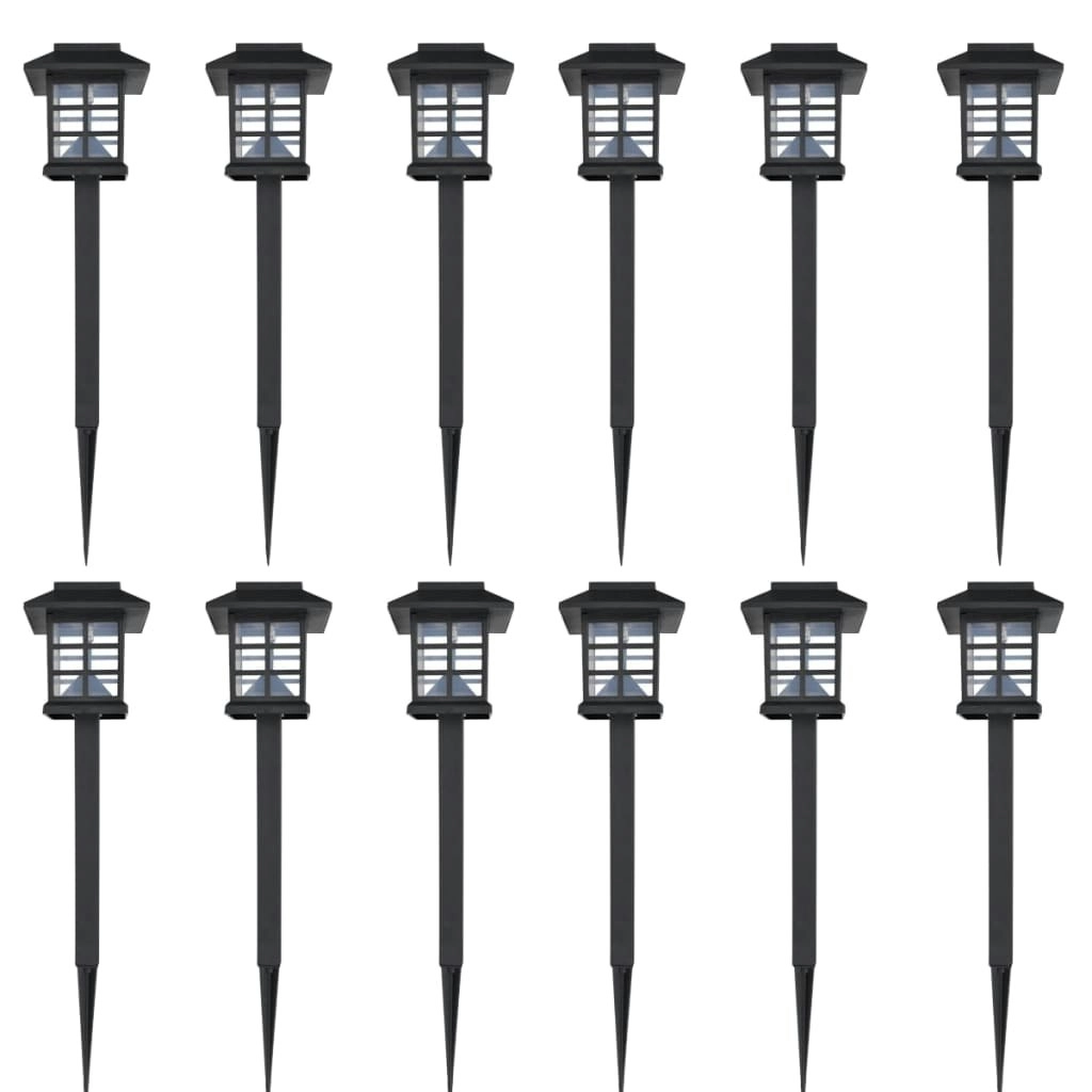 Outdoor Solar Lamp LED Light Set 12 pcs with Spike 8.6 x 8.6 x 38 cm 41161