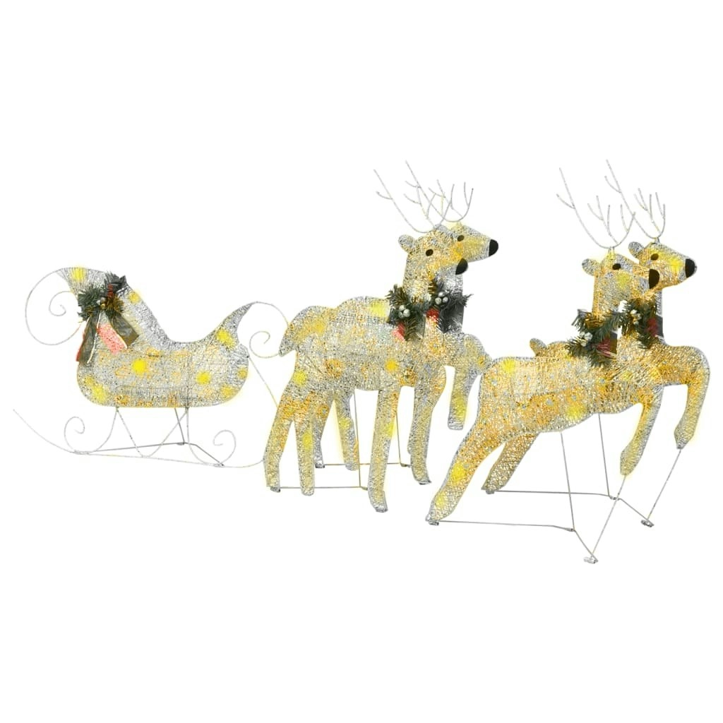 Reindeer & Sleigh Christmas Decoration 100 LEDs Outdoor Gold 329830