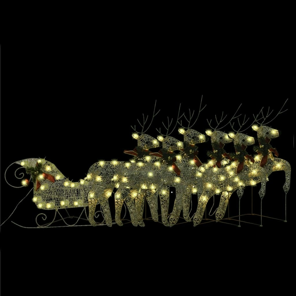 Reindeer & Sleigh Christmas Decoration 140 LEDs Outdoor Gold 3100430