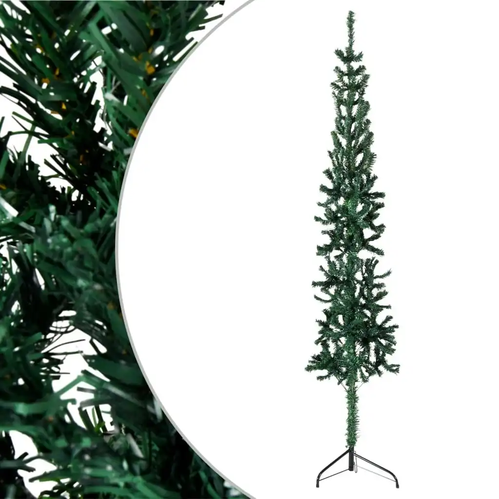 Slim Artificial Half Christmas Tree with Stand Green 150 cm 344600