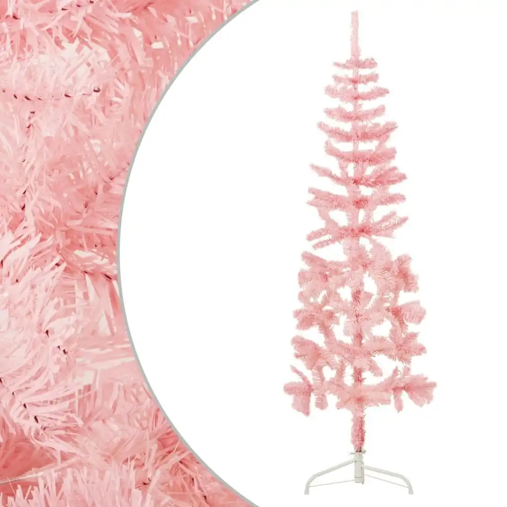 Slim Artificial Half Christmas Tree with Stand Pink 180 cm 344571