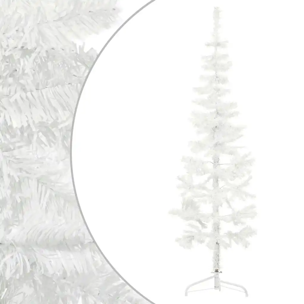 Slim Artificial Half Christmas Tree with Stand White 180 cm 344566