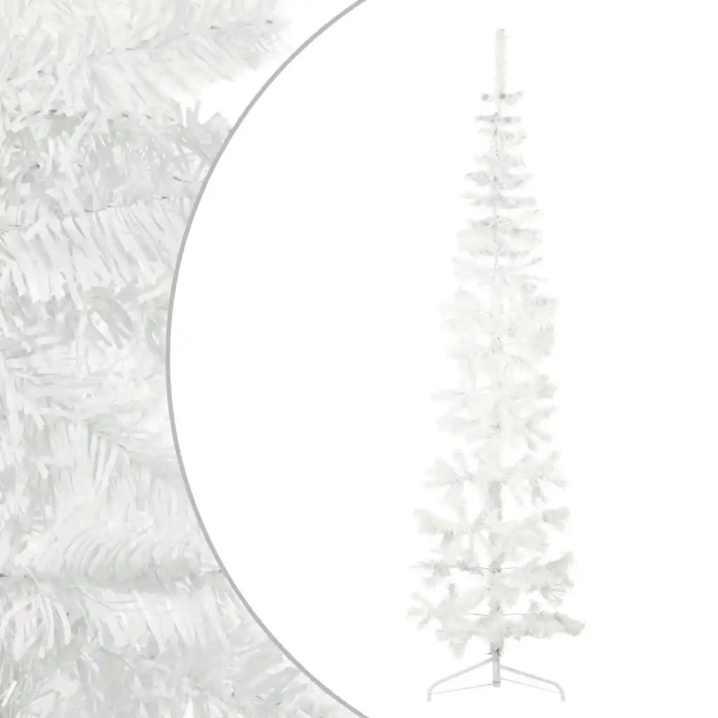 Slim Artificial Half Christmas Tree with Stand White 210 cm 344567