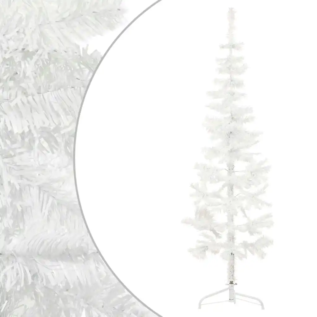 Slim Artificial Half Christmas Tree with Stand White 150 cm 344565