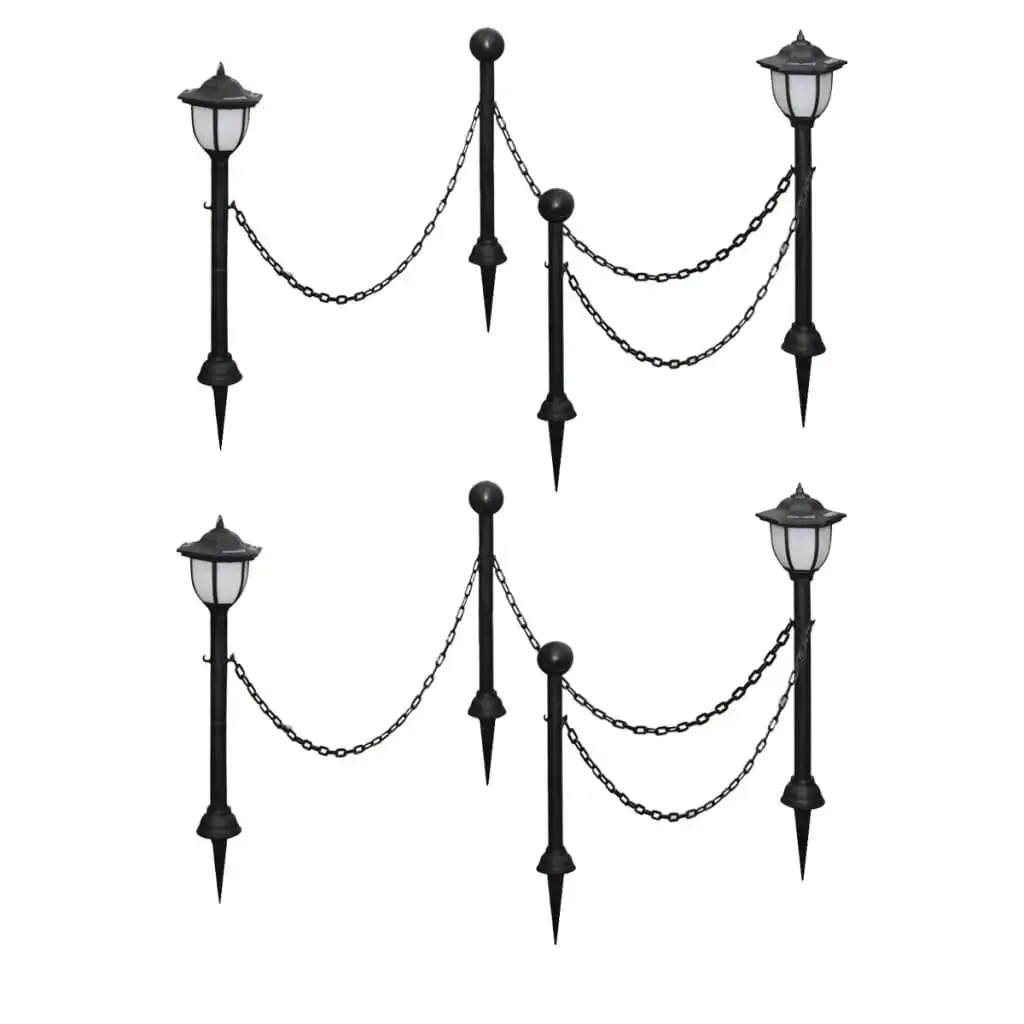 Solar Lights 4 pcs with Chain Fence and Poles 277119