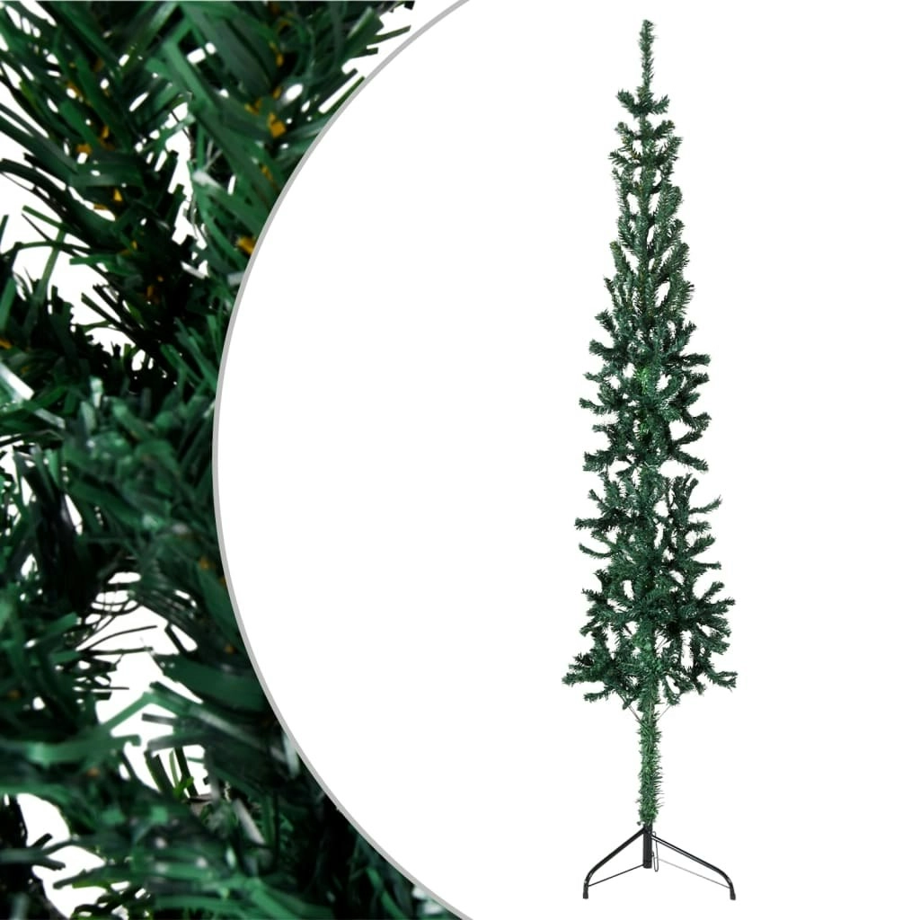 Slim Artificial Half Christmas Tree with Stand Green 240 cm 344603