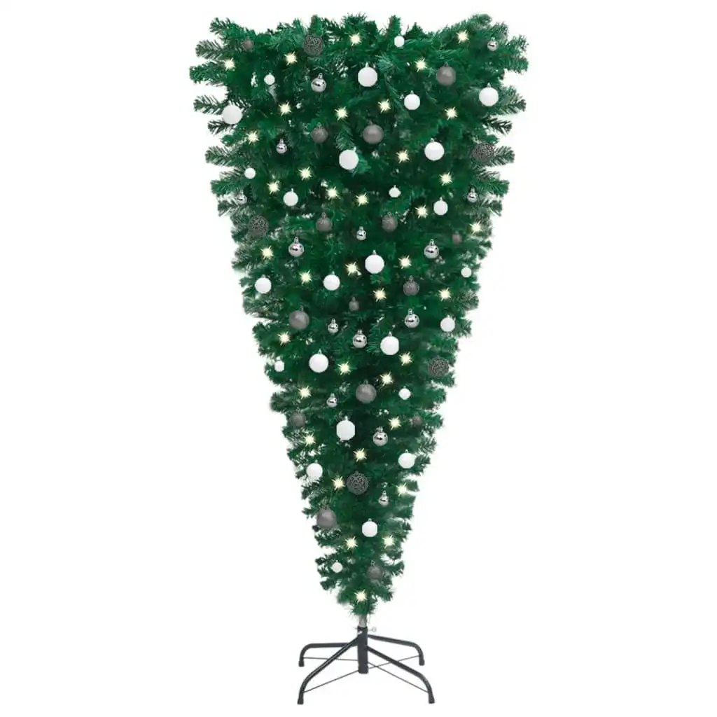 Upside-down Artificial Pre-lit Christmas Tree with Ball Set 150 cm 3078097