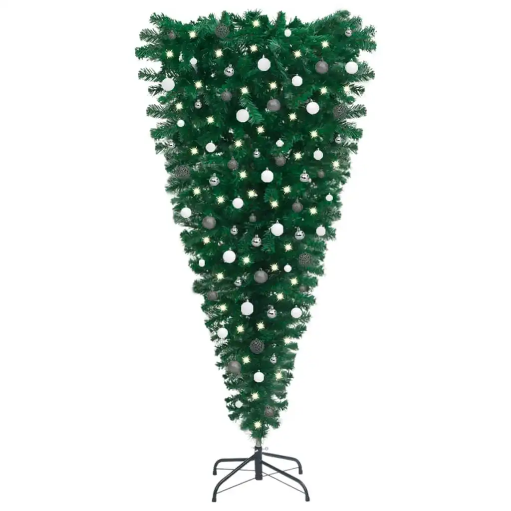 Upside-down Artificial Pre-lit Christmas Tree with Ball Set 180 cm 3078098