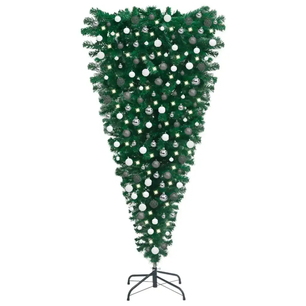 Upside-down Artificial Pre-lit Christmas Tree with Ball Set 210 cm 3078099