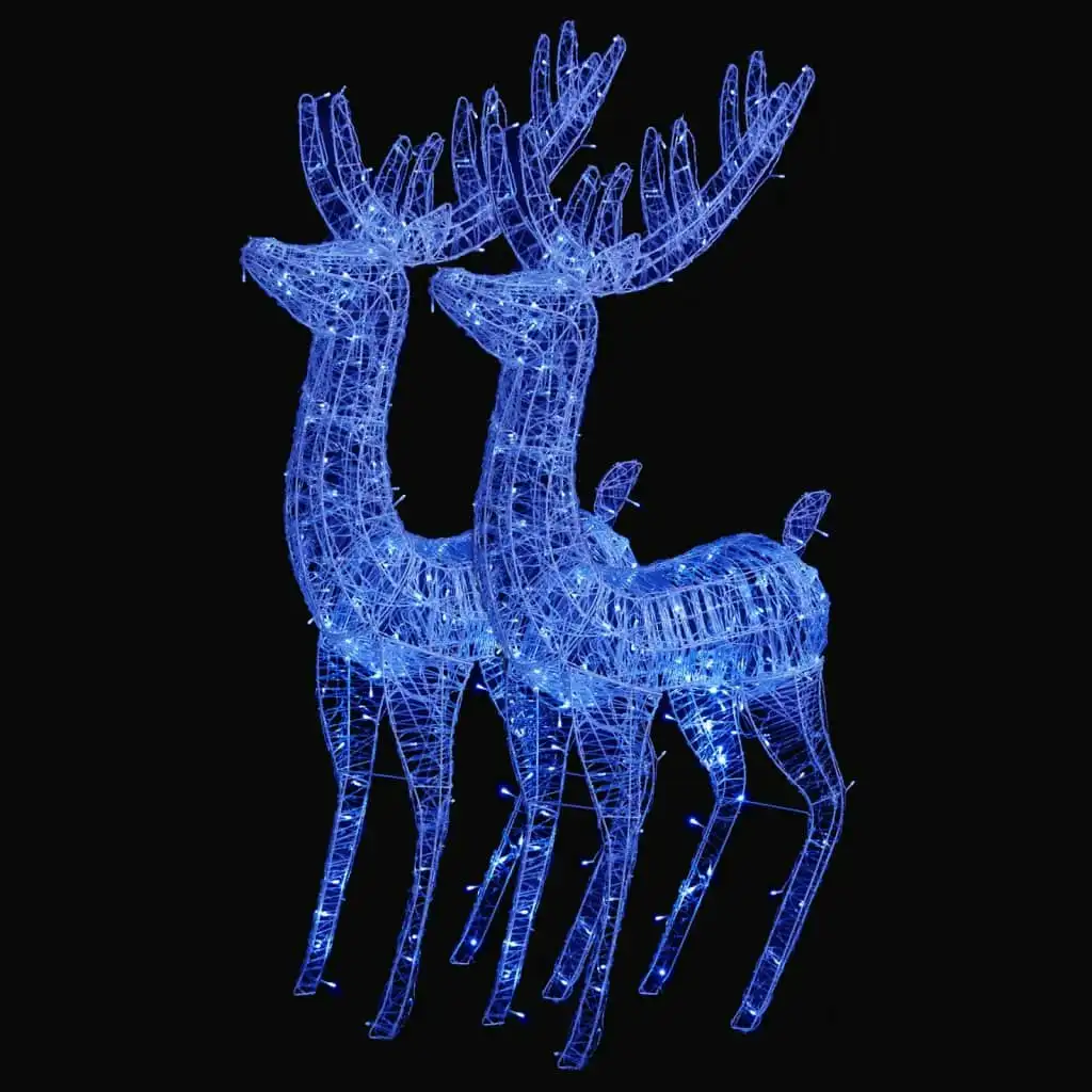 XXL Acrylic Christmas Reindeers 250 LED 2 pcs 180 cm Blue 3154360