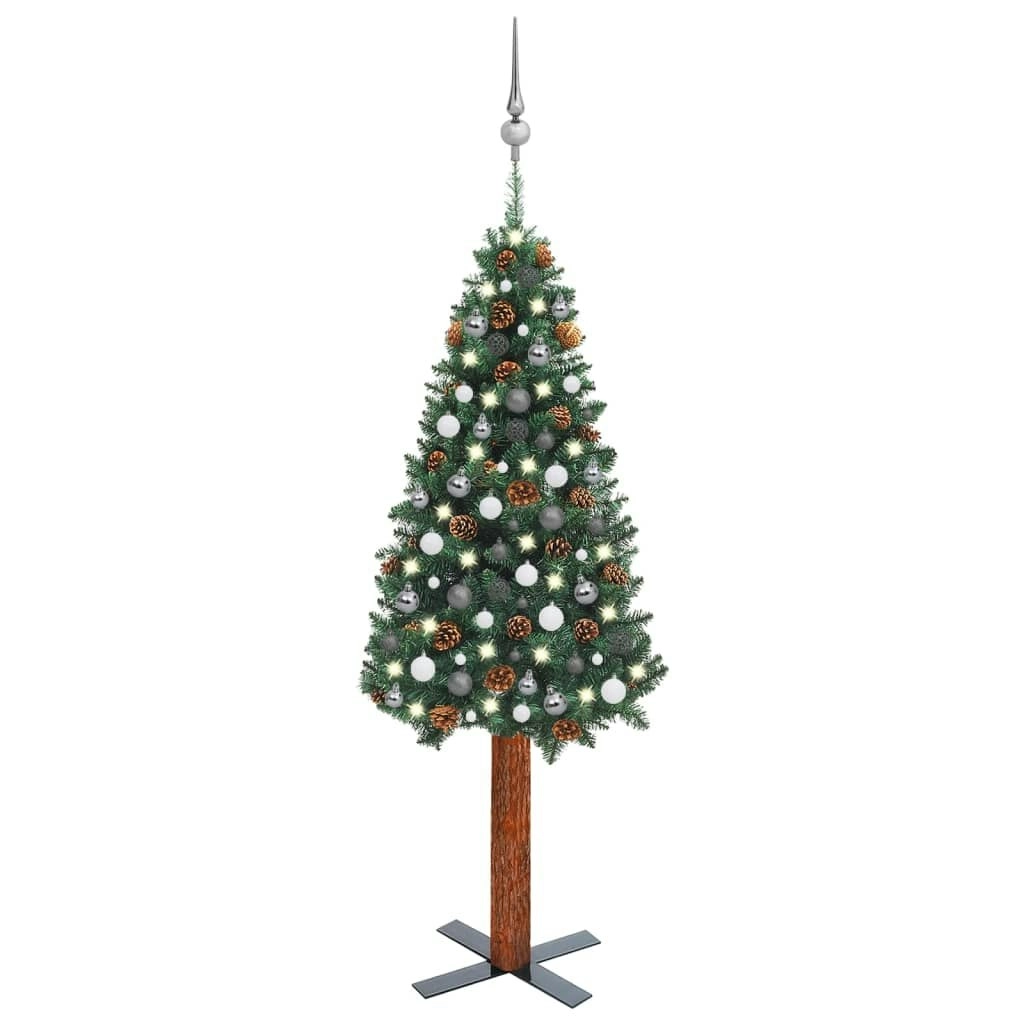 Slim Pre-lit Christmas Tree with Ball Set Green 180 cm PVC 3077909