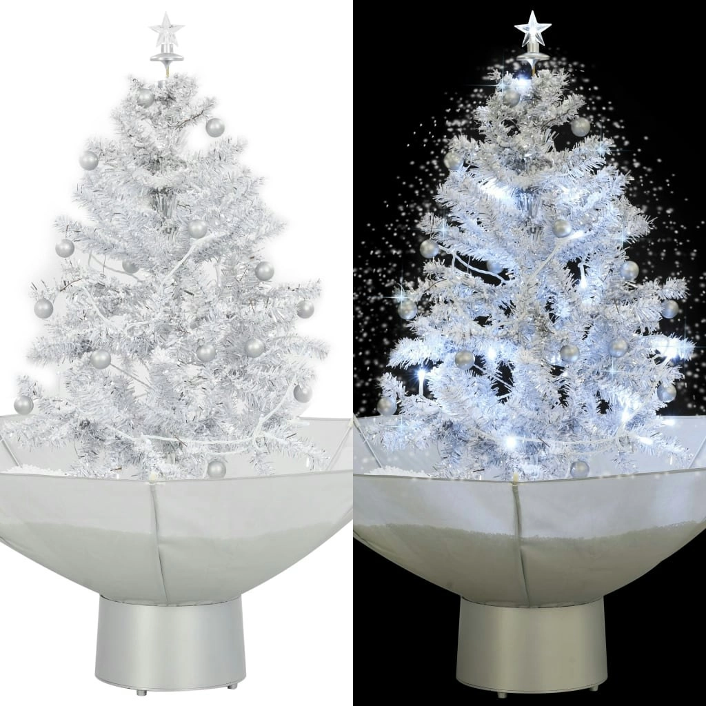 Snowing Christmas Tree with Umbrella Base White 75 cm 284332