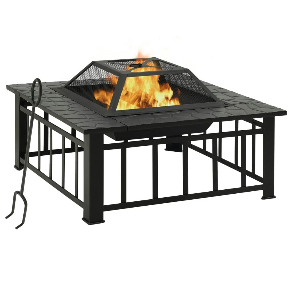 Garden Fire Pit with Poker 81x81x47 cm XXL Steel 311888