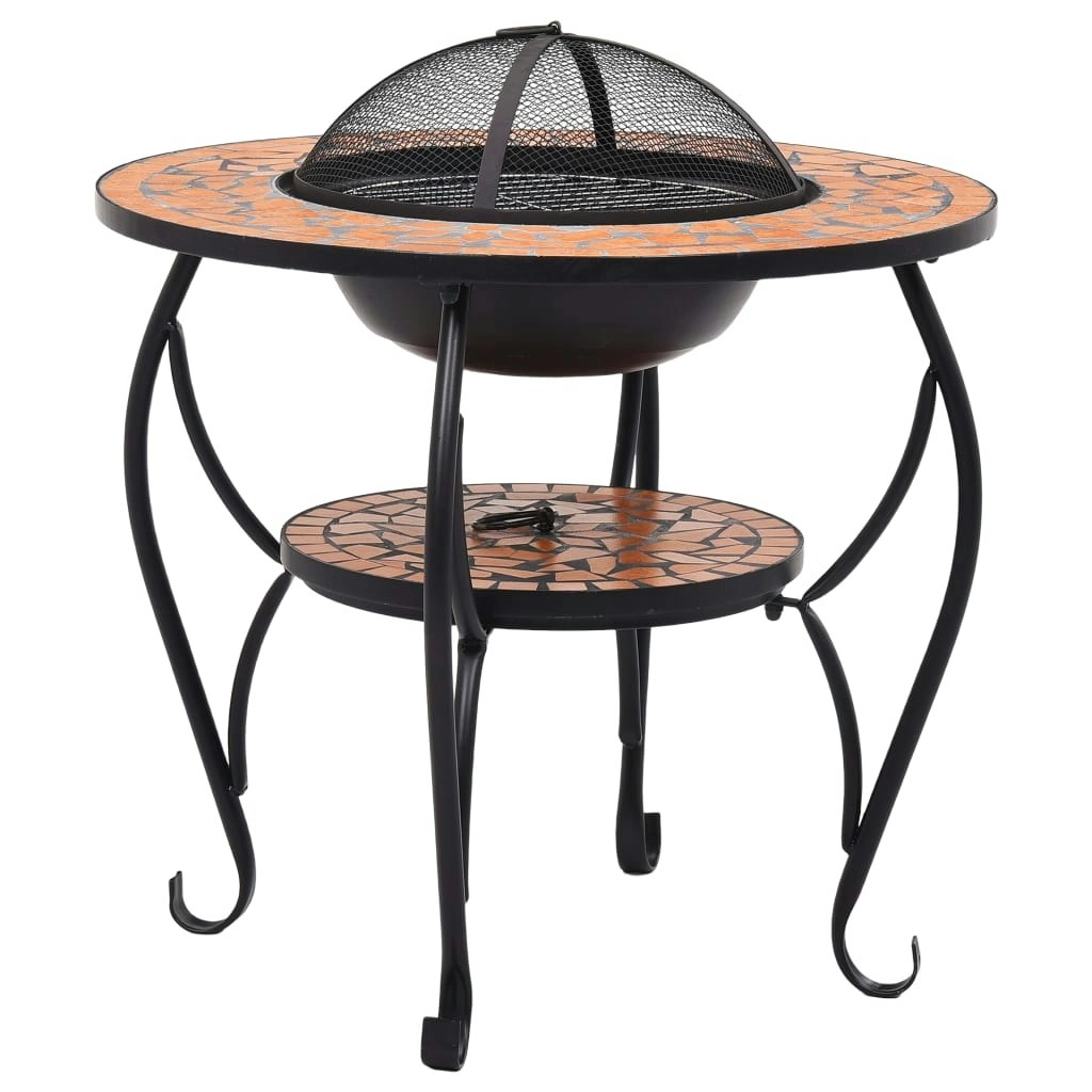 Mosaic Fire Pit Table Terracotta 68 cm Ceramic 46723