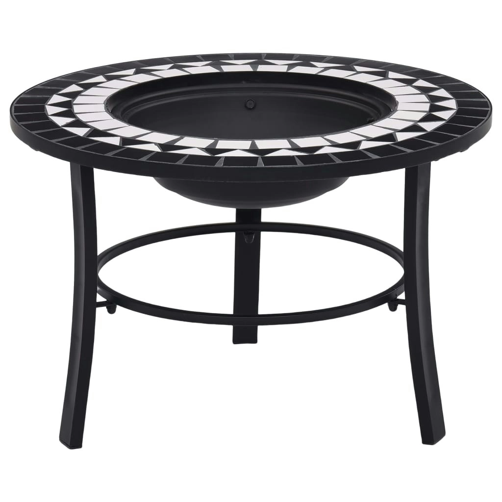 vidaXL Mosaic Fire Pit Black and White 68cm Ceramic 46721