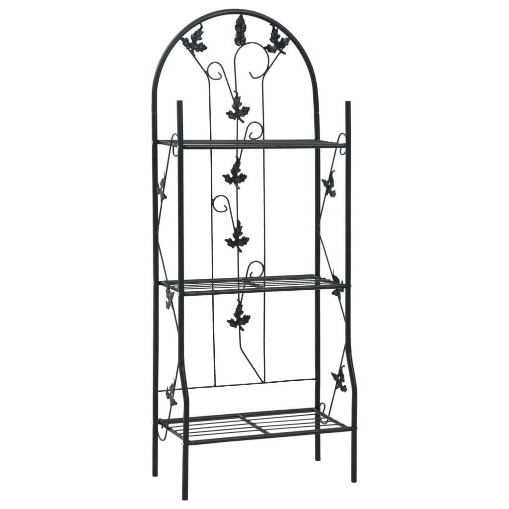 3-Layer Plant Rack Black 52x28x128 cm Iron 47097