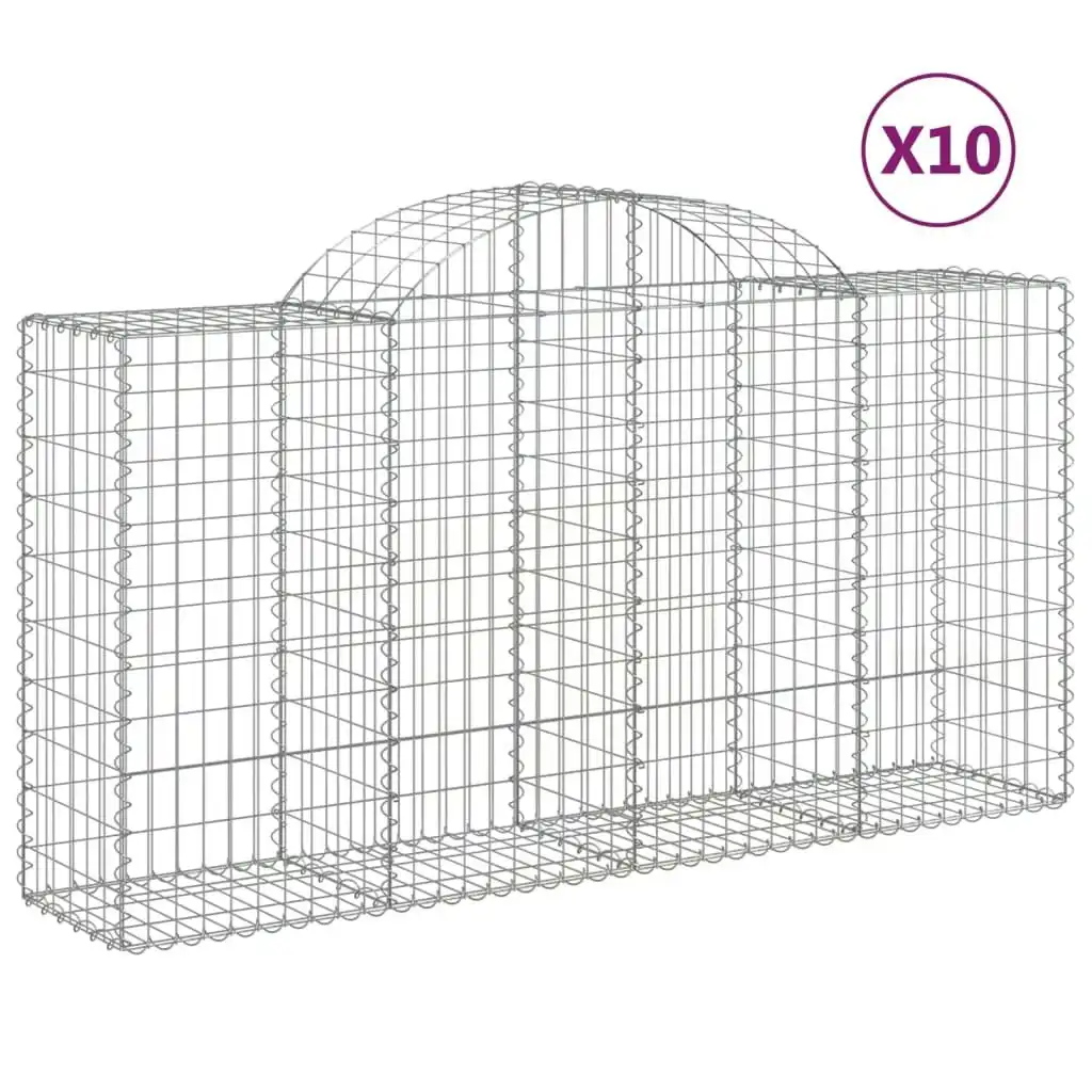 Arched Gabion Baskets 10 pcs 200x50x100/120 cm Galvanised Iron 3146328