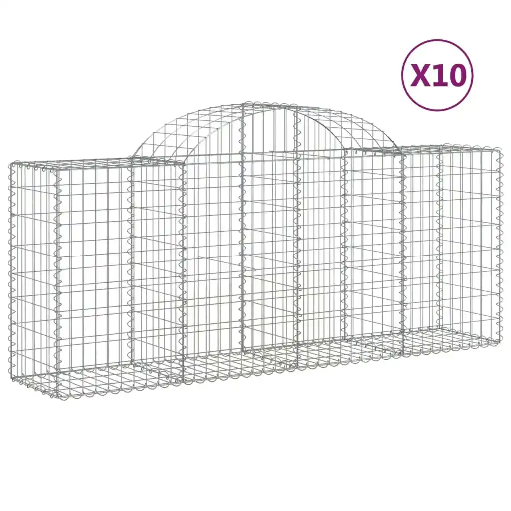 Arched Gabion Baskets 10 pcs 200x50x80/100 cm Galvanised Iron 3146307